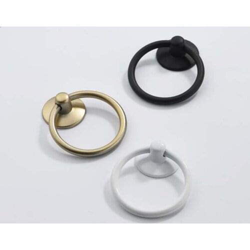 1x Single Hole Antique ring Drawer Knob Zinc Alloy Kitchen Closet Dresser Handles Pulls Cupboard Wardrobe Door Knob Drawer Pull