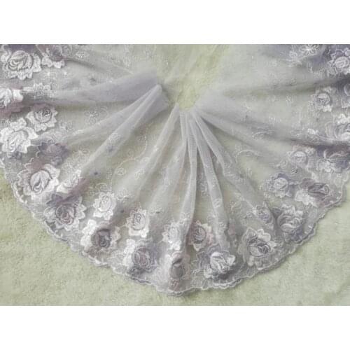 20Yards Embroidery Lace Fabric Violet Rose Flowers Laces Trim Ribbon Handmade DIY Clothes Accessories Sewing Bra Lingerie