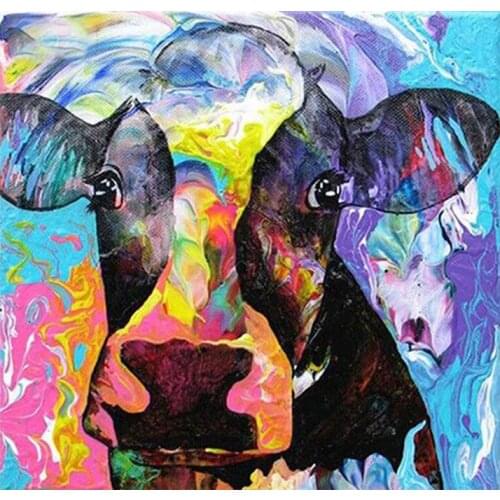 DIY 5D Mosaic Cartoon Cow Diamond Painting Cross Stitch Kits Full Resin Diamond Embroidery Icon Home Decor Needlework Crafts