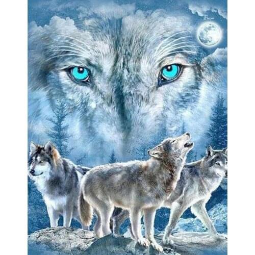 5D DIY Diamond Painting Wolf Snow Diamond Embroidery Animal Full Round Mosaic Home Decor Needlework Dill Paint Home Decoration