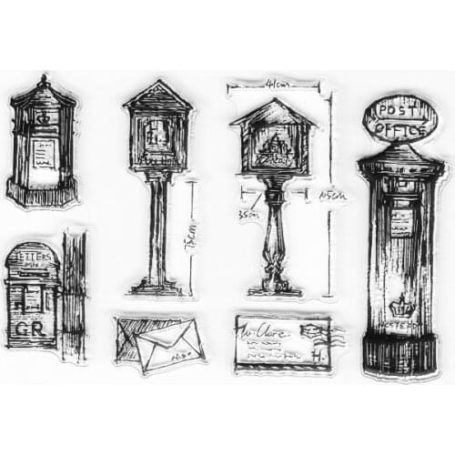 Antique Mailbox Clear Stamps Postage Mail Box Top Background Stamps