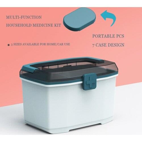 First aid kit double plastic family medicine kit medical kit portable household medicine packing box multilayer medicine kit