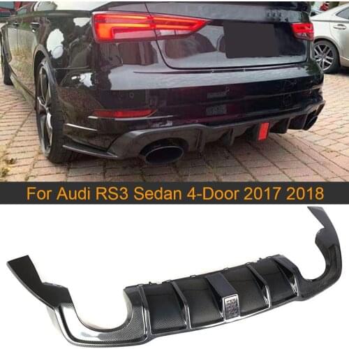 Car Rear Bumper Diffuser Lip Spoiler for Audi RS3 Sedan 4-Door 2017 2018 Carbon Fiber Rear Diffuser Lip Spoiler Splitters