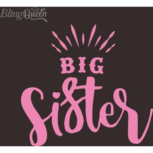 BlingQueen 12PCS/LOT Hot Fix Flock Vinyl Appliques Hot Fix Motifs Big Sister Design