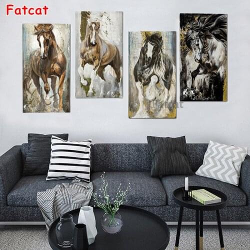 Large size 5D DIY Diamond Painting Full Square round Drill horse Diamond Embroidery Animals Picture Of Rhinestone Mosaic PP1172