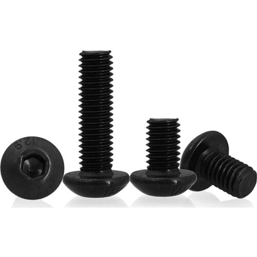 10PCS Hexagon Socket Button Head Bolts Screws M3 M4 M5 M6 M8 Black Hex 12.9 Grade 5mm