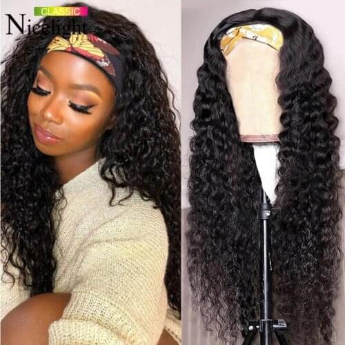 Brazilian Highlight Water Curly Headband Wig Ombre Blone Glueless Human Hair Wigs Nicelight Full Machine Made Remy Wig For Women