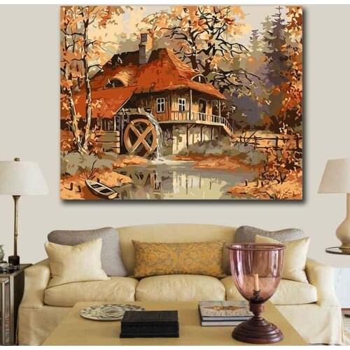 DIY colorings pictures by numbers with colors Happiness cottage Garden cottage picture drawing painting by numbers framed Home