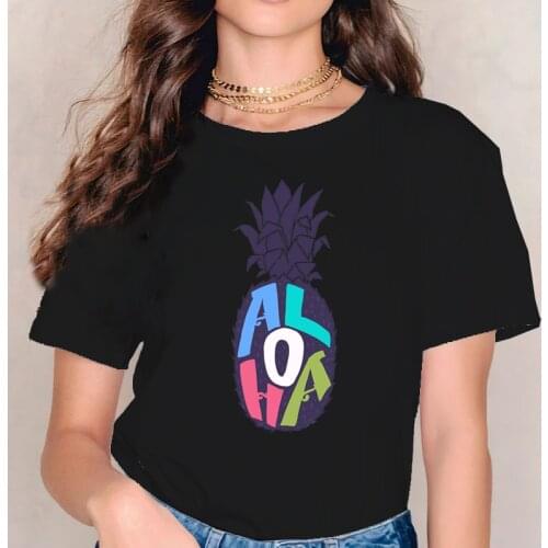 Hawaii Pineapple Pattern Tshirt Beach Vacation Graphic Tees Women Clothing Funny Aloha Aesthetic Clothes Harajuku Tops XL