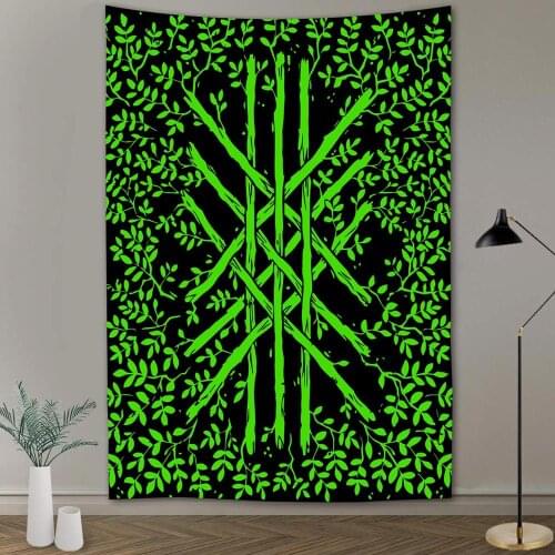 Tropical abstract green leaves Printed Tapestry Home Decor Leaves Abstract mountain river Wall Hanging Tapestry Carpet Picnic Ma