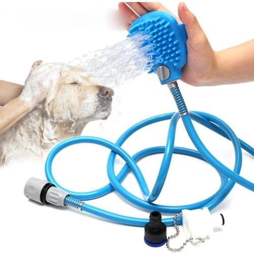 Dog Bathing Tool Pet Scrubber and Shower Sprayer Attachment Set for Pet Bathing and Dog Washing One Hand Operation Pet Supplies