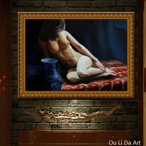 No frame Chinese sexy women nude art landscape canvas printings oil paintings printed on canvas wall art decoration picture