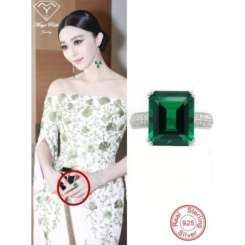 Created Emerald Gemstone Cocktail Vintage Dating Ring Real Echt 925 Sterling Silver Party For Women Charms Luxury Female Gifts