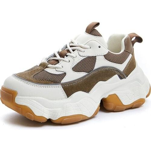 Spring Womens Platform Sneakers Breathable Mesh Comfortable Thick Bottom Casual Shoes Ladies Chunky Sneakers Vulcanized Shoes