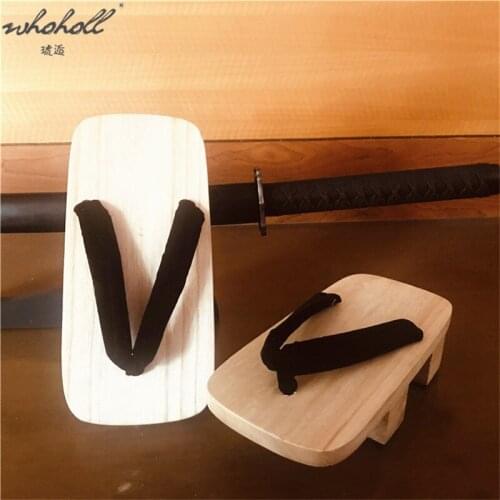 WHOHOLL Geta Summer Clogs Mens Womens Slippers Two-tooth Japanese Geta Wooden Flip-flops Cosplay Shoes Slippers Sandals