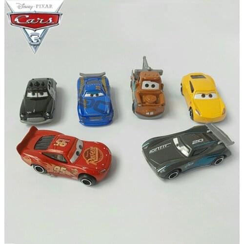 6pcs/set Disney Pixar Cars 3 Alloy Car Model Lightning McQueen Black Storm Jackson Curz Car Toy Children Birthday Christmas Gift