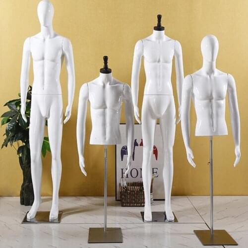 2style ABS plastic male mannequin Half body model display stand wedding dress clothing store Iron base dummy platform 1pc D144
