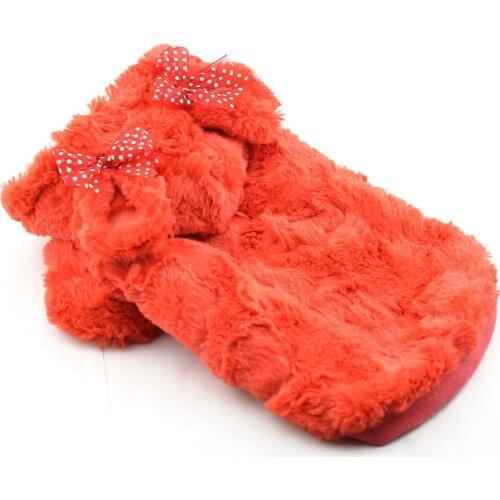 Dog Puppy Soft Fleece Coat Double Layers Bunny Cosplay Pets Clothes Red Pink Beige