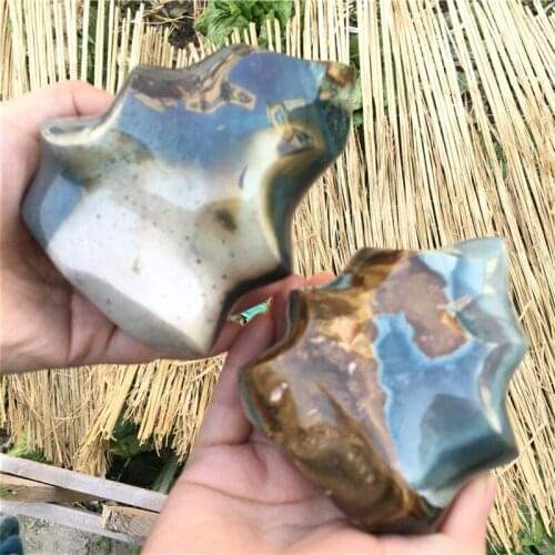 Natural Ocean Jasper flame torch for home decoration big size cean jasper carved torch from madagascar stones and minerals
