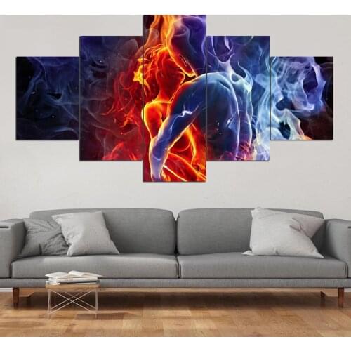 Ice and Fire Couple Posters and Prints Wall Art Home Decoration Canvas Painting Wall Pictures for Living Room 3-5 Pieces