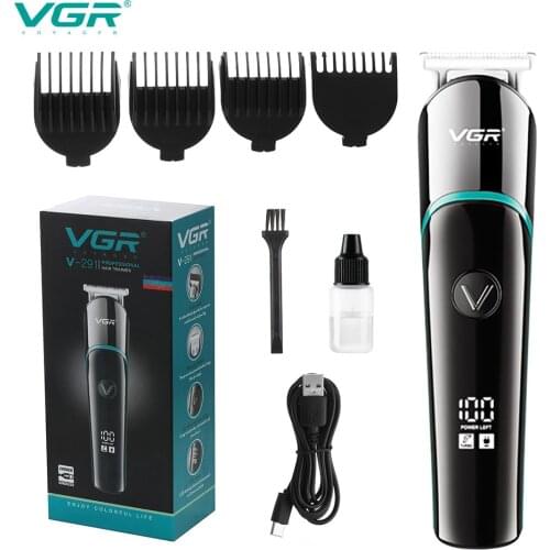 VGR portable electric LED display barber. USB Baby hair shaving head does not card hair carving charging fader