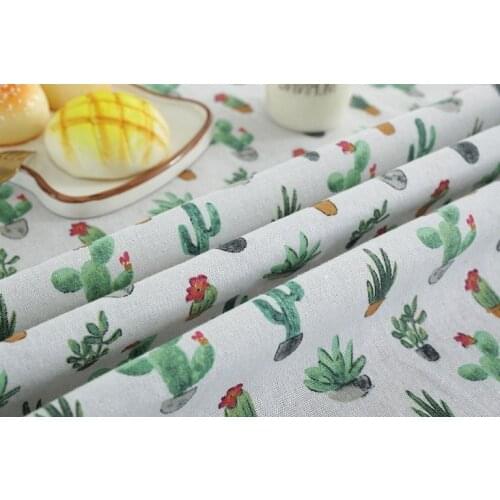 Nordic Style Simple Cactus Bonsai Tablecloths Polyester Waterproof Table Cover Beige Home Decor Rectangular Dinning Table