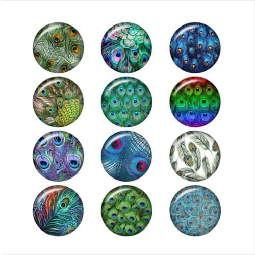 Glass Snap Button Jewelry Peacock Tail For DIY 18MM Button Snap Bracelet Necklace Jewelry