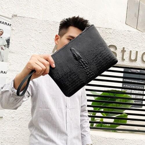 Evening Party Messenger Bags Men Wallet 2020 Genuine Leather Men Clutch PU Leather Vintage Crocodile Pattern Shoulder Bags