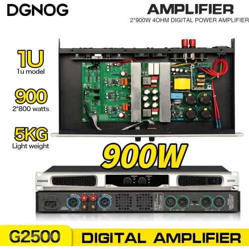 Professional Amplifier Audio 4 Ohm 900W*2 1U Digital Power Amplifier DJ Audio G2500 Stage Performances Amp DGNOG