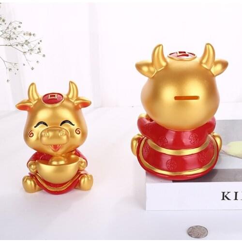 Vinyl Chinese Festive Piggy Bank Creatives Taurus Piggy Bank Cartoon Ornaments For New Year Pendant can CSV