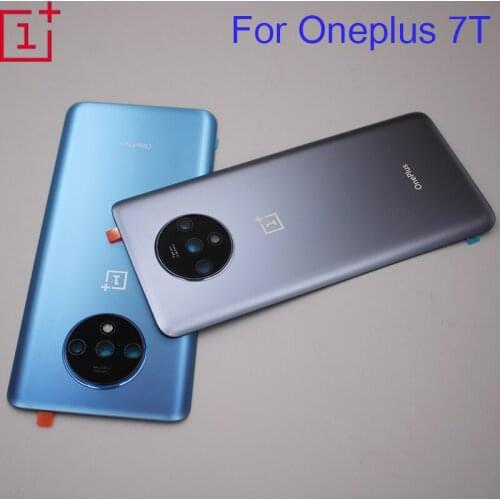 Oneplus7T Rear Housing Cover For 1+7T One Plus 7T Back Door Shiny Glass Repair Parts Battery Case With Logo Camera Lens Glue