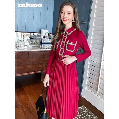 Shirt collar high waist tuck dress womens wear 2021 New spring clothes High Quality Top Quality