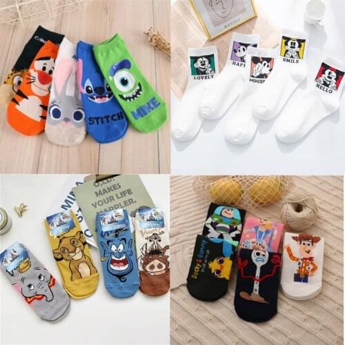 Disney 1 pair Mickey expression pattern breathable fresh and funny wind Women socks solid color socks adult socks