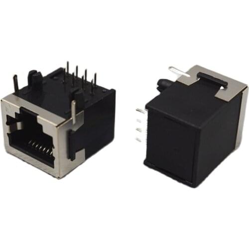 10PCS Connectors RJ45 Socket 58 Half pack Network socket 90 degree Horizontal Curved foot 8 core Shield RJ45-58H