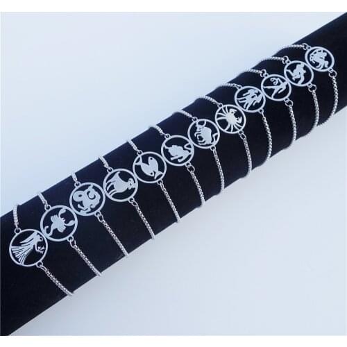 Zodiac 12 Horoscope Bracelet Stainless Steel Sagittarius Aquarius Capricorn Taurus Scorpio Constellations Jewelry 12 pcs/lot