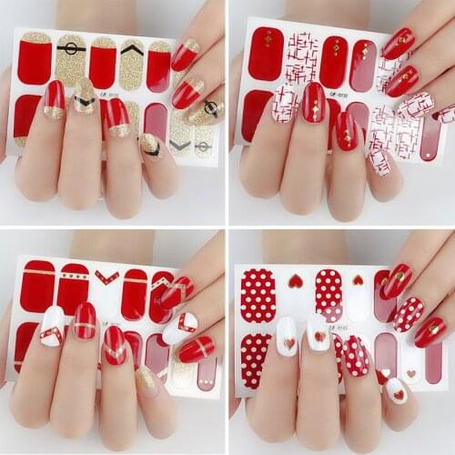 14 Stickers 3D Bronzing Waterproof Nail Stickers Full Coverage Stickers Geometric Stars Dots Abstract Art Design Nail Art