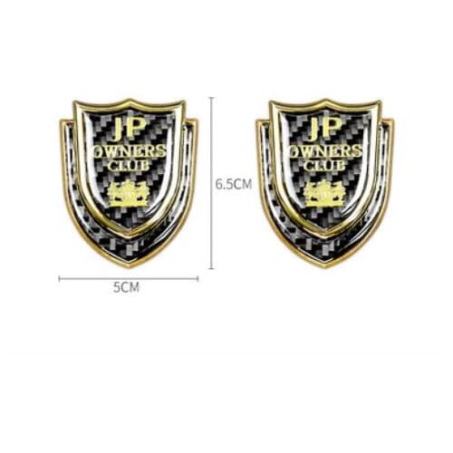 2Pcs 3D Gold Carbon Fiber Auto Modified Metal JP Luxury VIP Car Trunk Side Seal Decal Badge Car Accessories