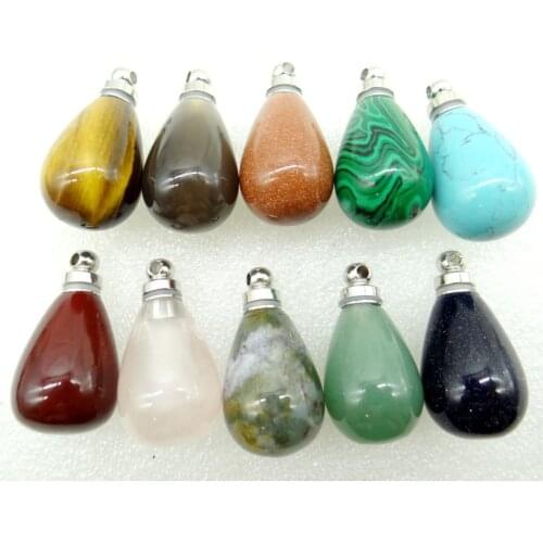 2020 hot natural quartz crystal Aventurine Stone Pendant with Perfume Vial Jewelry Making Necklace for man woman 5pc