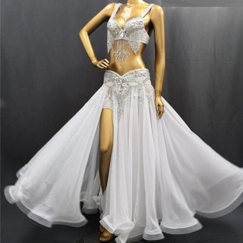 Top Quality Women Belly Dance Suit Carnival Costume Performance Outfit Bollywood Showgirl Bellydance Bra&Belt&Skirt 3pcs DL6280