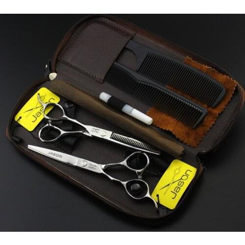345# 4Pcs Suit Left Hand Hairdressing Scissors 5.5''/6.0'' Brand Jason Japan 440C Cutting Scissors Thinning Shears Hair Scissors