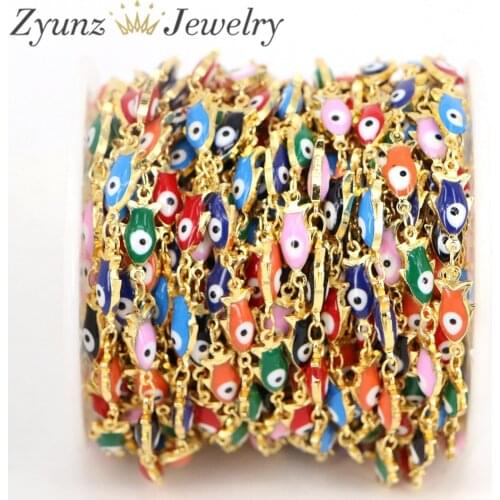 5 Meters, Oval / Fish / Round Eye Chain Colorful Cable Beaded Chain Necklace Enamel Chain for Jewelry Making Components Crafts