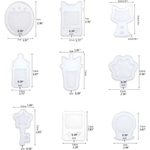 9 Styles Resin Shaker Molds Set Game Consoles Bottle Cats Paw Crystal Ball 9 Silicone Trays Molds Kit with 5 Seal Films
