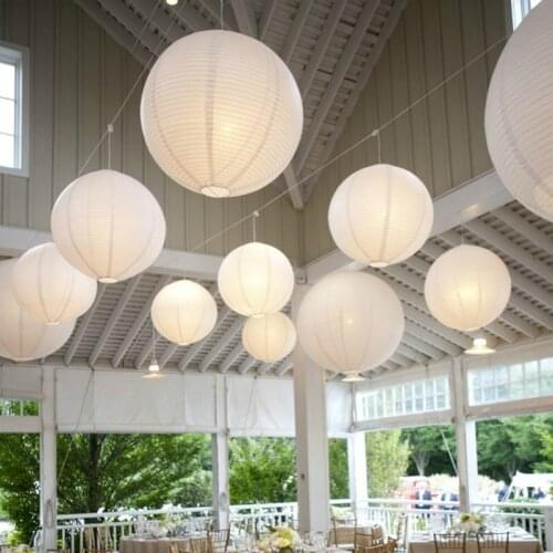 Pretty 1pc White Waterproof Cloth Lantern Outdoor Activities Festival Supplies for Wedding Christmas Party Decor Hanging Balls