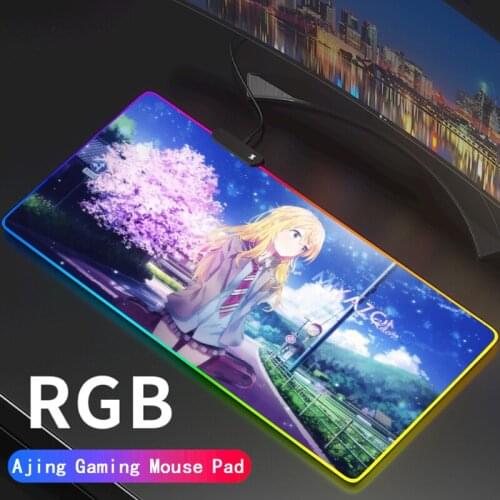 Your Lie in April Gaming RGB Gamer Large Mousepad LED Lighting USB Keyboard Colorful Desk Pad Mice Mat for PC Laptop Desktop