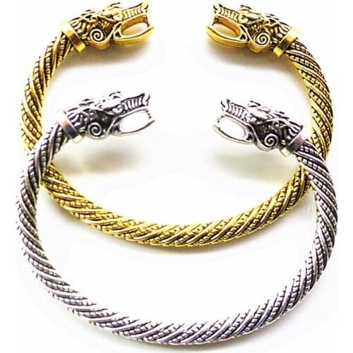 2020 Open Faucet Cuff Bracelet Nordic Retro Faucet Bracelet Antique Silver Color Twisted Pattern Carved Wristband Jewelry