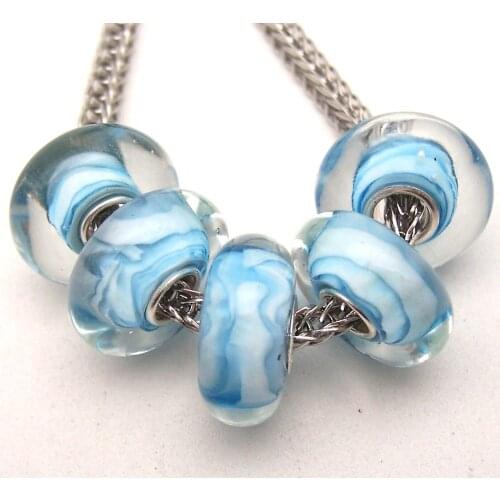 JGWG3102 5X 100% Authenticity S925 Sterling Silver Beads Murano Glass beads Fit European Charms Bracelet diy jewelry Lampwork