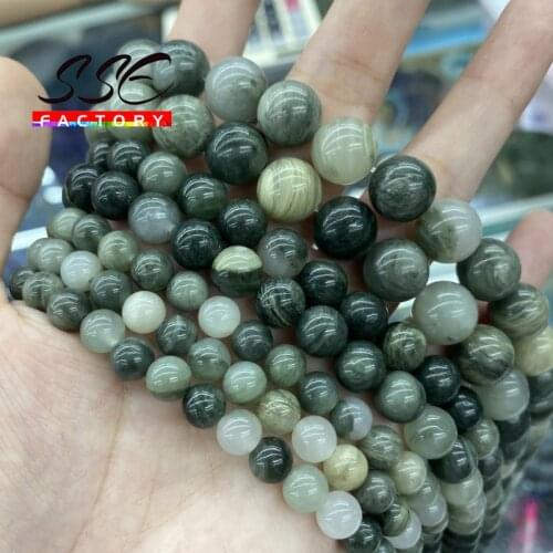 Natural Stone Beads Green Moss Grass Agates Round Loose Beads 4 6 8 10 12 MM For Jewelry Making DIY Bracelet Accessories 15