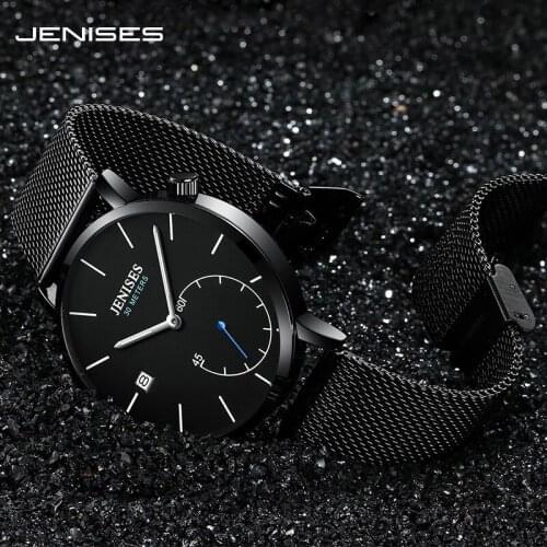 JENISES Top Brand Luxury Watch Women And Men Ultra Thin Wristwatch Men Famous Dress Relojes Para Hombre Quartz Clock Watches