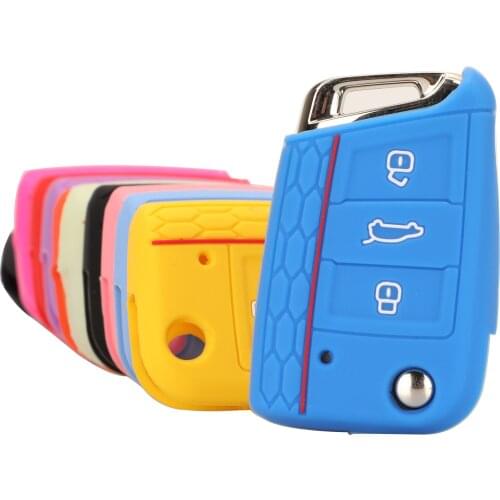 Bilchave 10pcs 3BT Key Case Silicone Set Case For VW Polo Golf 7 Tiguan For Skoda Octavia Kodiaq Karoq For SEAT Ateca Leon Ibiza