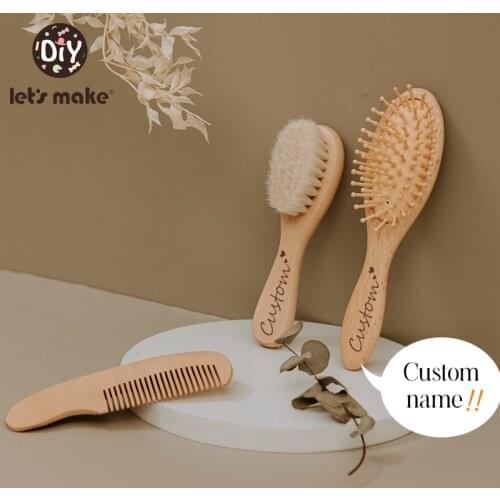 Lets Make Baby Care Hair Brush For Kids Girl Bath Showerb Pure Natural Wool Wooden Comb Hairbrush Infant Newborn Massager